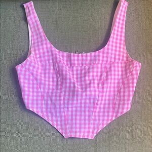 Pink Gingham Sleeveless Top